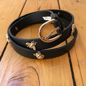 NEW! Ip blue by Linea Pelle Belt. Gold bug detail.